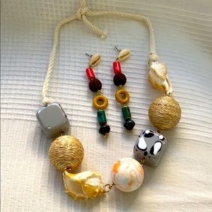 Zara shell necklace and earrings